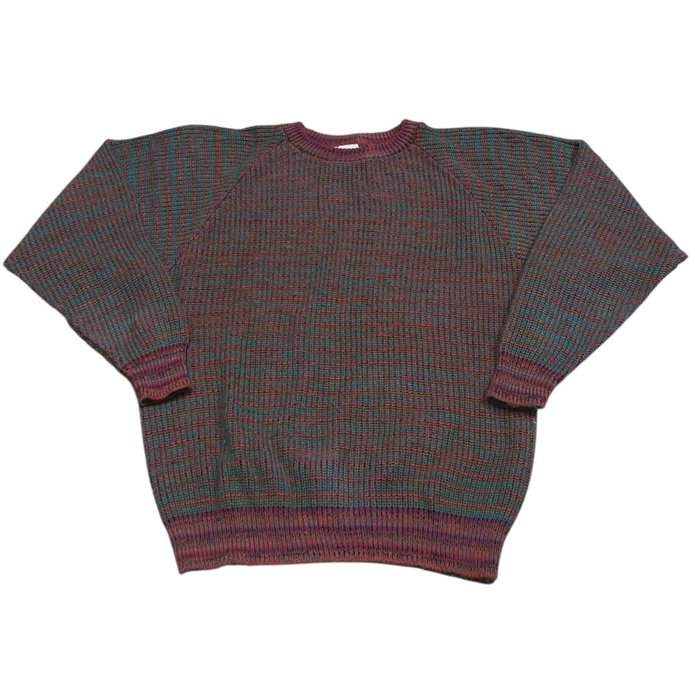 VTG 80s Private Stock Knit Sweater Colorful Acrylic Size Medium Made in USA